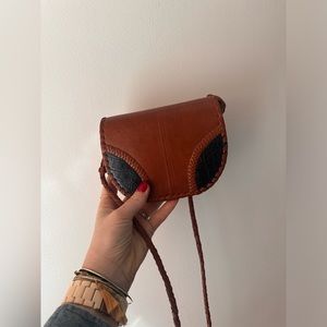 Woven leather mini bag